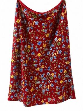 Red Floral A-Line Skirt - Unbranded